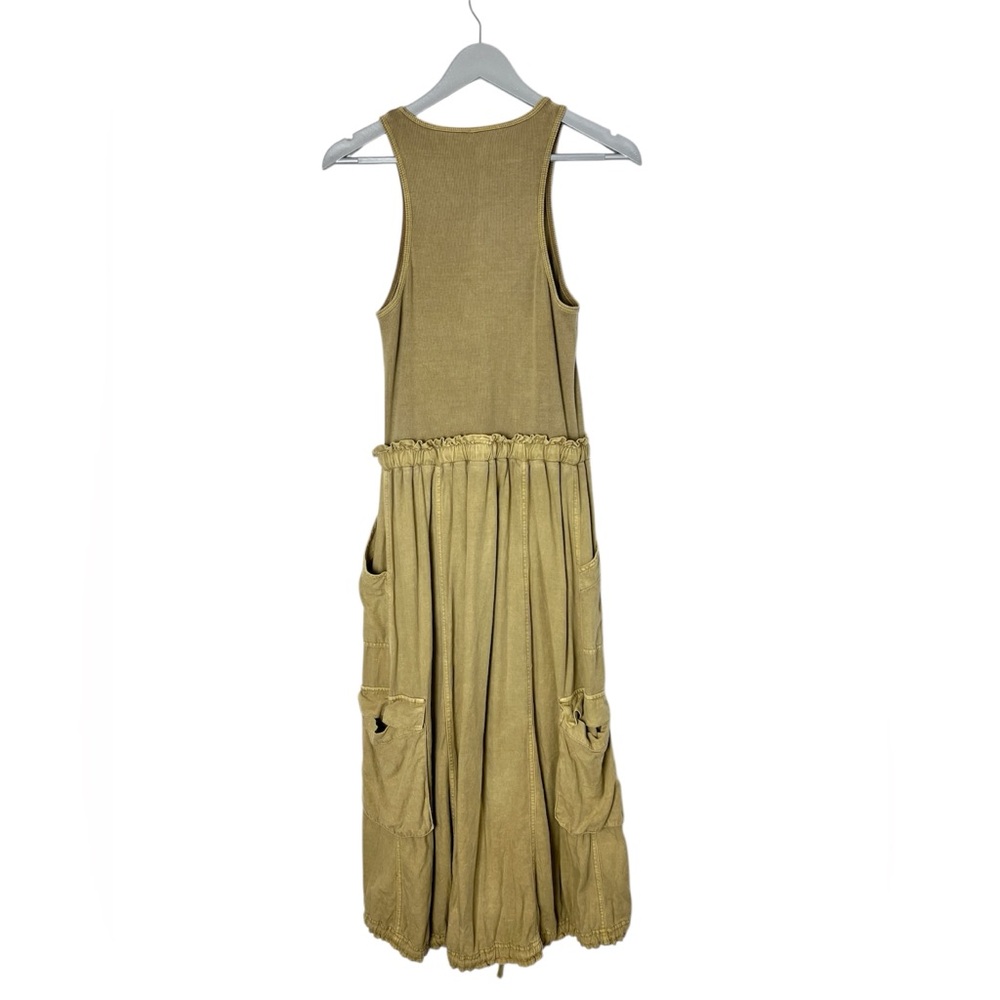 Anthropologie Daily Practice Dress size M Be Bold Twofer Khaki Cargo Midi Tank - Picture 2 of 9